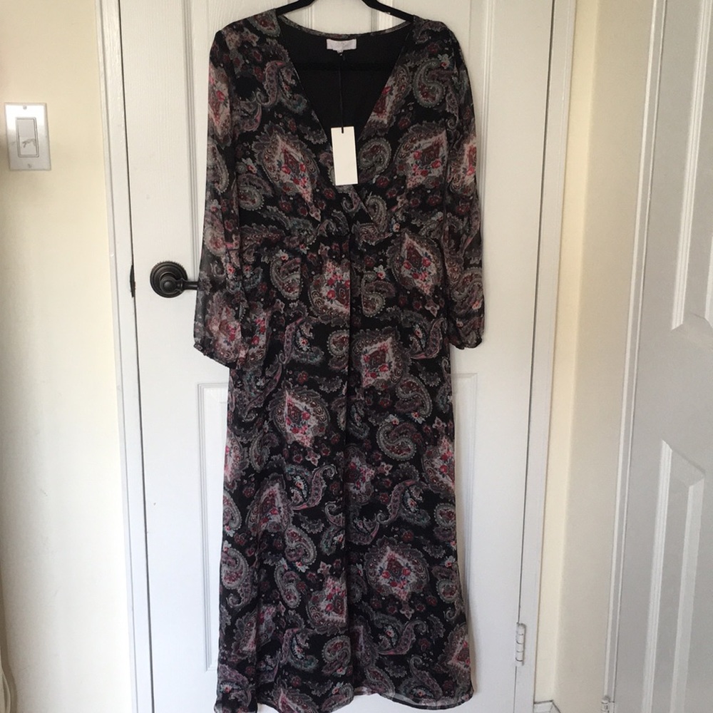 Paisley Print Crossover Maxi Dress